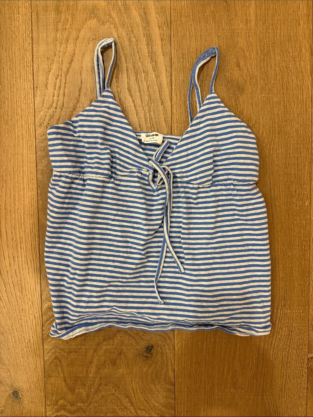 Cotton On Blue and Gray Striped Tie-Front Cami Top
